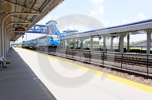 Passenger train arriving in station, Florida