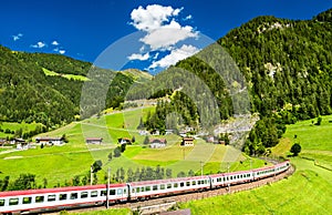 Passenger train at the Brenner Railway in Austria