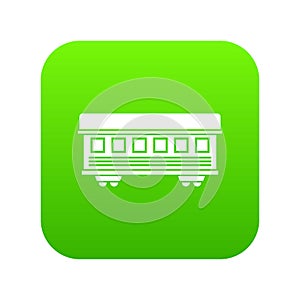 Passenger train car icon digital green