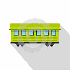 Passenger train car icon, flat style