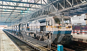 Passenger train at Chhatrapati Shivaji Maharaj Terminus in Mumbai