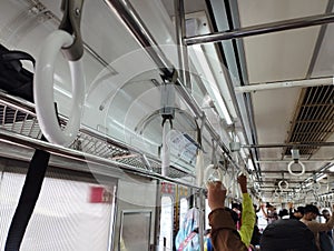 the passenger in a train or commuterline