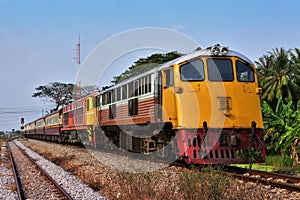 Passenger train by diesel locomotives