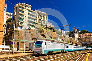 Passenger train at Genova Piazza Principe railway station photo