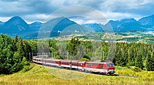 Passenger train in the High Tatra Mountains, Slovakia