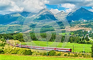 Passenger train in the High Tatra Mountains, Slovakia