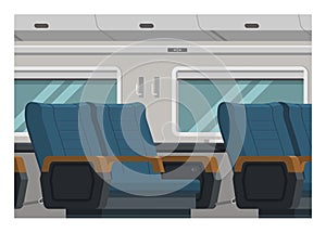 Passenger train interior. Simple flat illustration.