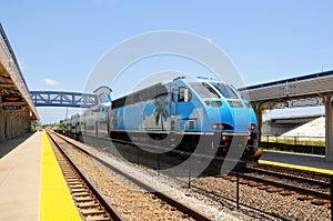 Passenger train leaving station, South FL