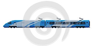 Passenger Train, Modern Railway Locomotive, Railroad Transportation Flat Vector Illustration on White Background