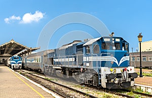 Passenger train at Oran Station in Algeria