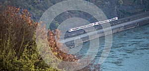 passenger train in the rhine valley germany