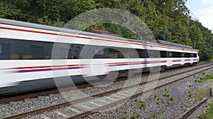 Passenger train running at high speed