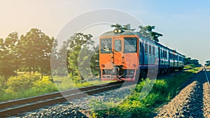 Passenger Train running on railway