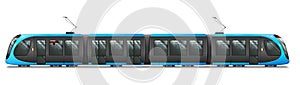 Passenger Tram Train, Streetcar. Modern Urban Tramcar