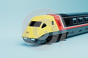 passenger transportation. high-speed passenger train on a blue background. 3D render