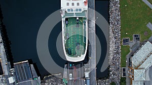 Passenger and vehicle ferry in Norwegian fjord