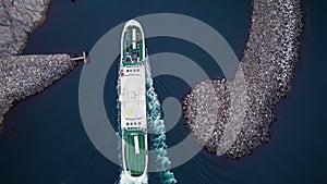 Passenger and vehicle ferry in Norwegian fjord