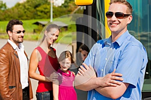 Passengers boarding a bus