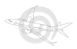 passengers plane line art vector
