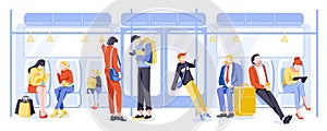Passengers in subway train