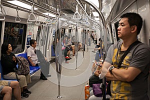 Passengers in the train subway Singapore