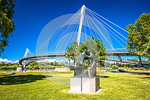 Passerelle des Deux Rives bridge over Rhine river connecting Germany and France