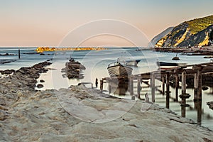 Passetto beach with fishermans` boats