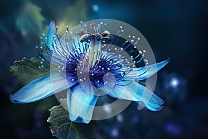 Passiflora caerulea. Blue passion flower. Big beautiful flower