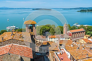 Passignano sul Trasimeno, idyllic village overlooking the Trasimeno Lake. Umbria, Italy.