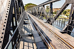 Passing the bridge on the river Kwai