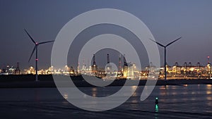 Passing the Rotterdam harbour after sunset - Netherlands