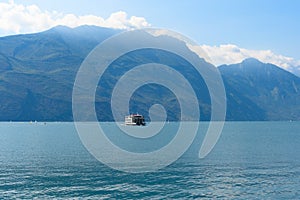 Passing tourist ferry on Lake Garda