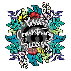 Passion, consistency, success. Hand lettering.