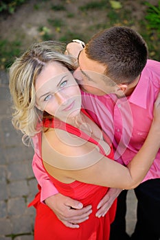 passion couple, beautiful young man and woman closeup