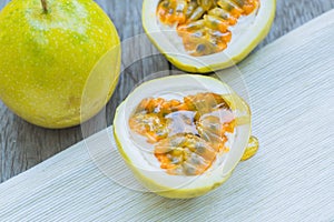 Passion fruit with honey drop