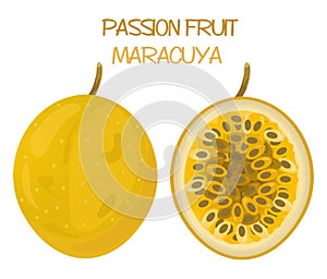 Passion Fruit Icon Illustration Vector Design. Passion Fruit Icon Cartoon Vector Design