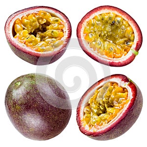 Passion fruit isolated on white. Collection