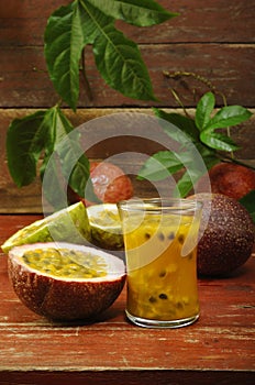 Passion fruit juice in glass