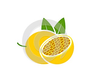 Passion fruit logo. Isolated passion fruit on white background