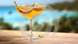 Passion fruit martini Cocktail Concept With Copy Space