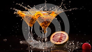 Passion fruit martini Cocktail Concept With Copy Space
