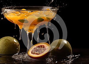 Passion fruit martini Cocktail Concept With Copy Space