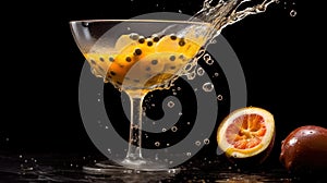 Passion fruit martini Cocktail Concept With Copy Space