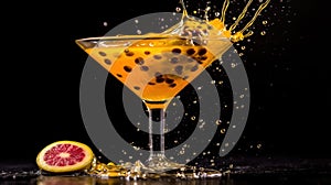 Passion fruit martini Cocktail Concept With Copy Space