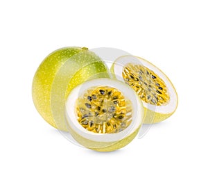 Passion fruit; Passiflora edulis isolated on white background