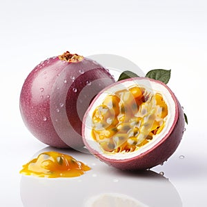 Passion Fruit Product Photography: Fresh And Vibrant Fruits On White Background