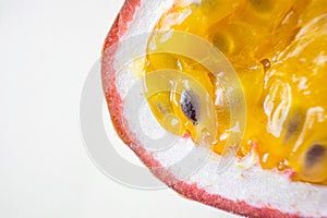 Passion fruit pulp close-up.