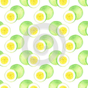 Passion fruit. Seamless watercolor pattern photo