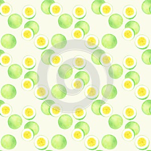 Passion fruit. Seamless watercolor pattern photo