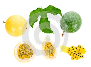 Passion fruit top view isolated on white background